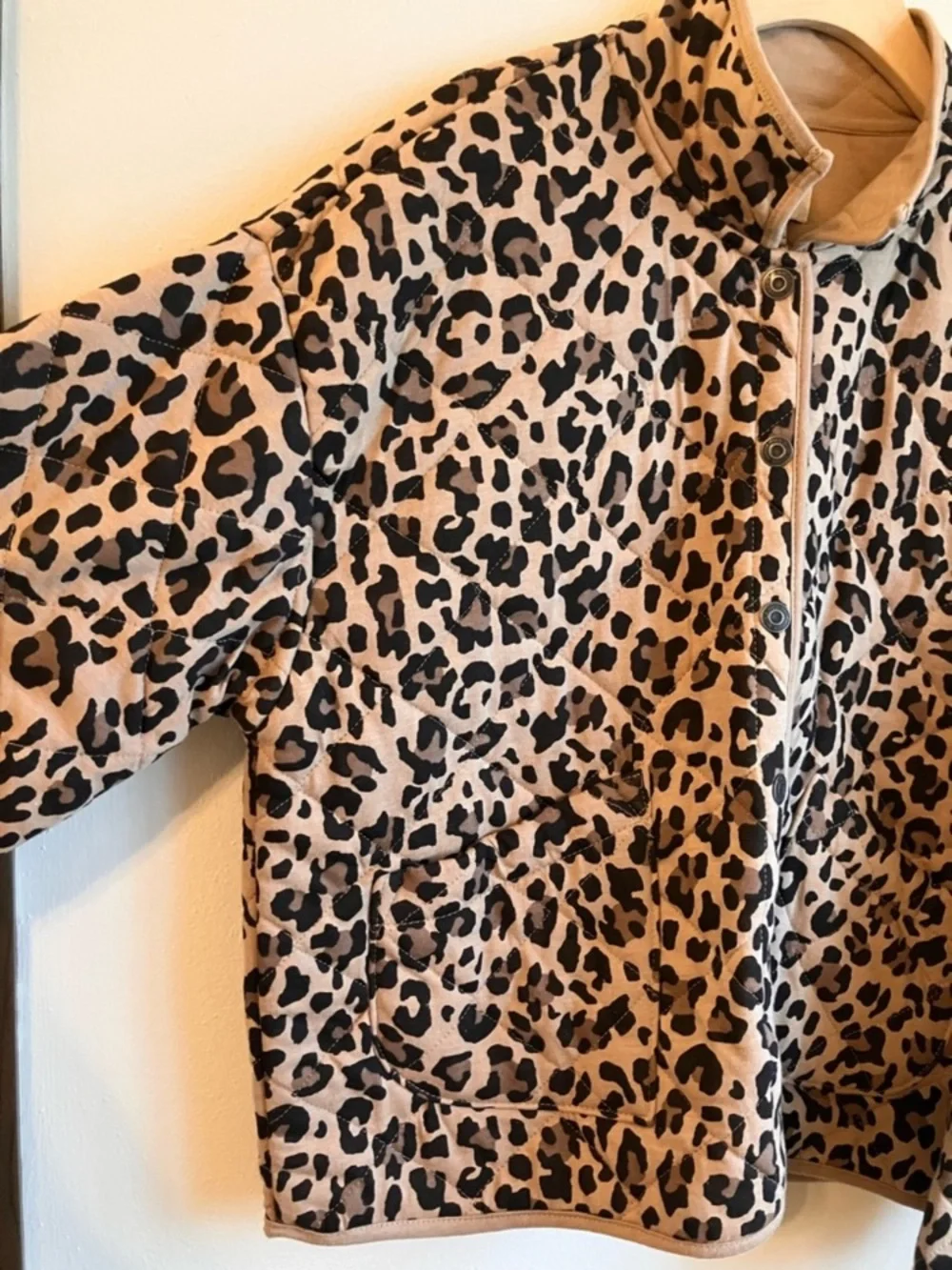 Kensie Quilted Spring Jacket Button-Up Leopard Cheetah Extra Large NWT oversized - Picture 4 of 14